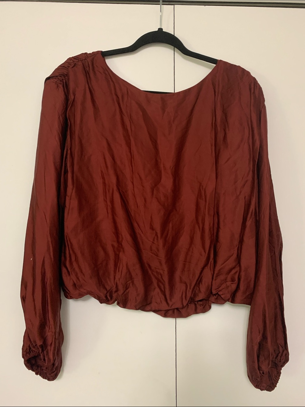 Anthropologie Rust Red Long-Sleeve Blouson Top